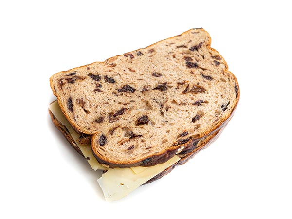 X BC Raisin bread with cheese and bu