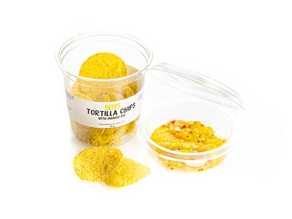 XXX BC Tortilla chips with mango dip